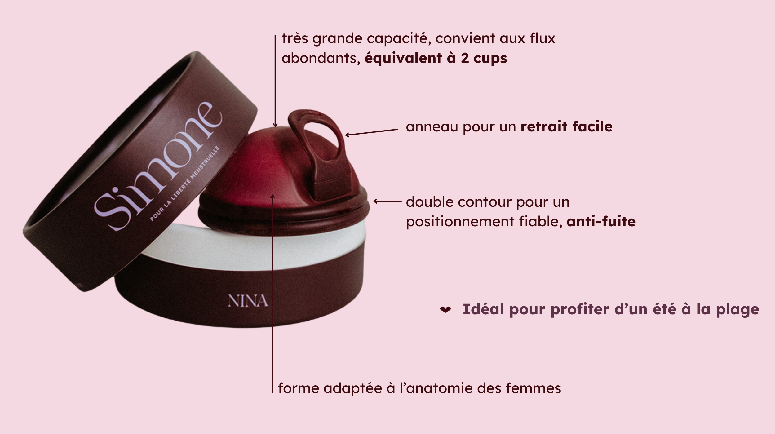 Disque menstruel avec languette pour insertion et retrait facile